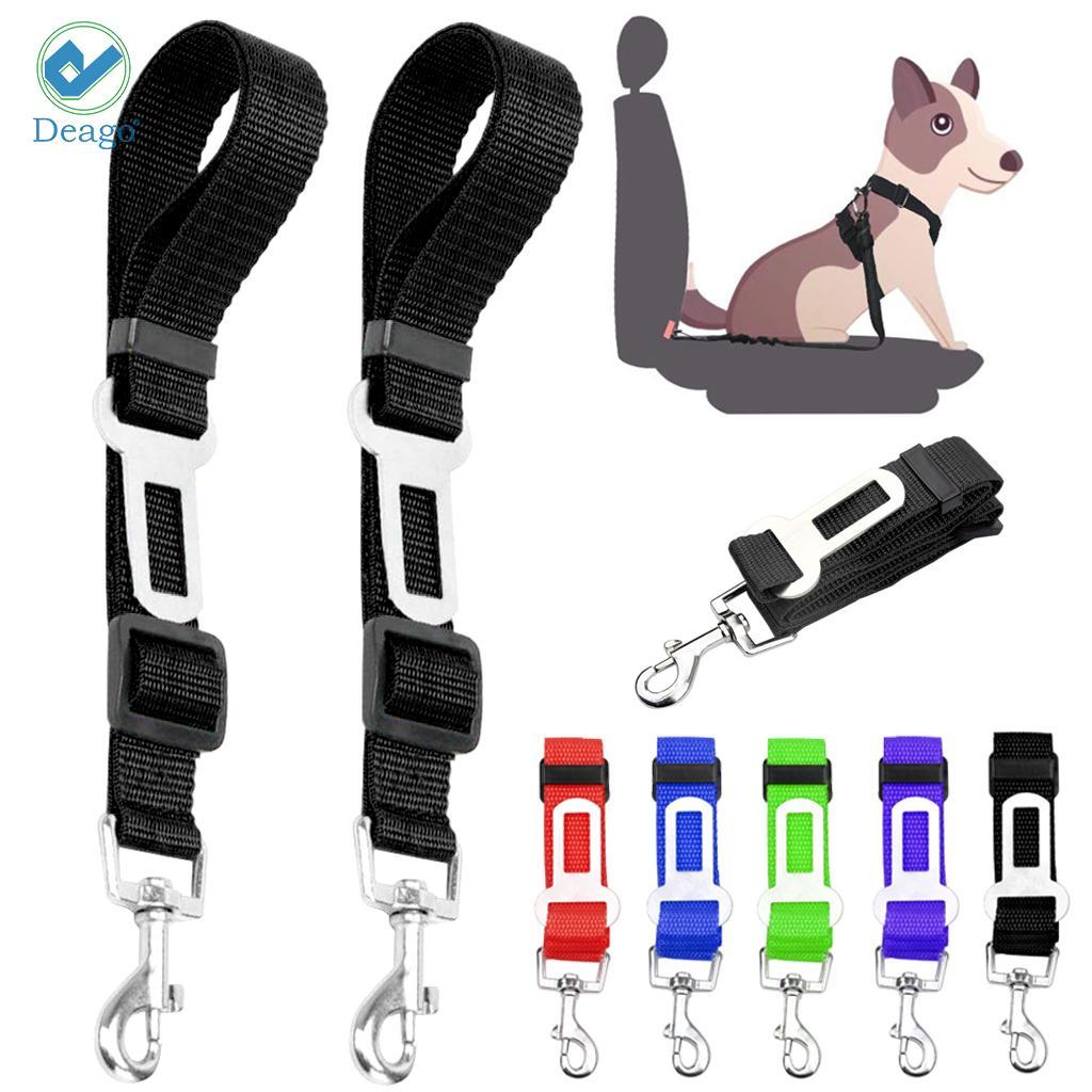 Deago 2 Packs Adjustable Pet Dog Cat Car Seat Belt Safety Leads Vehicle Seatbelt Harness Leashes (Black)