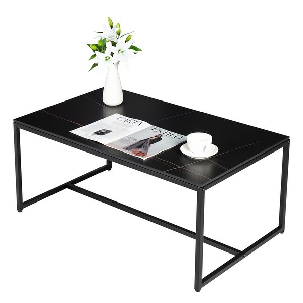 Solid Artifical Marble Rectangle Coffee Table - 23.6