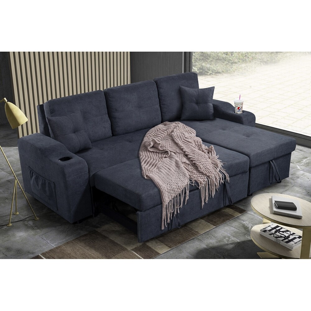 Right facing Sectional Sofa with Footrest  Convertible Corner Sofa with Armrest Storage