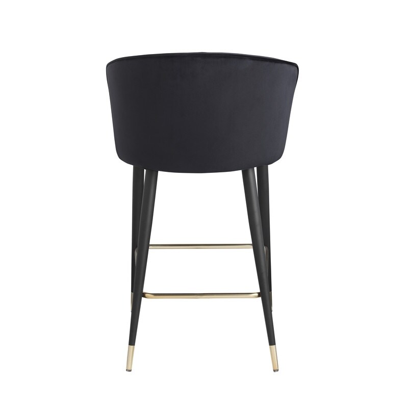 Contemporary Velvet Upholstered Counter Height Stool with Metal Legs