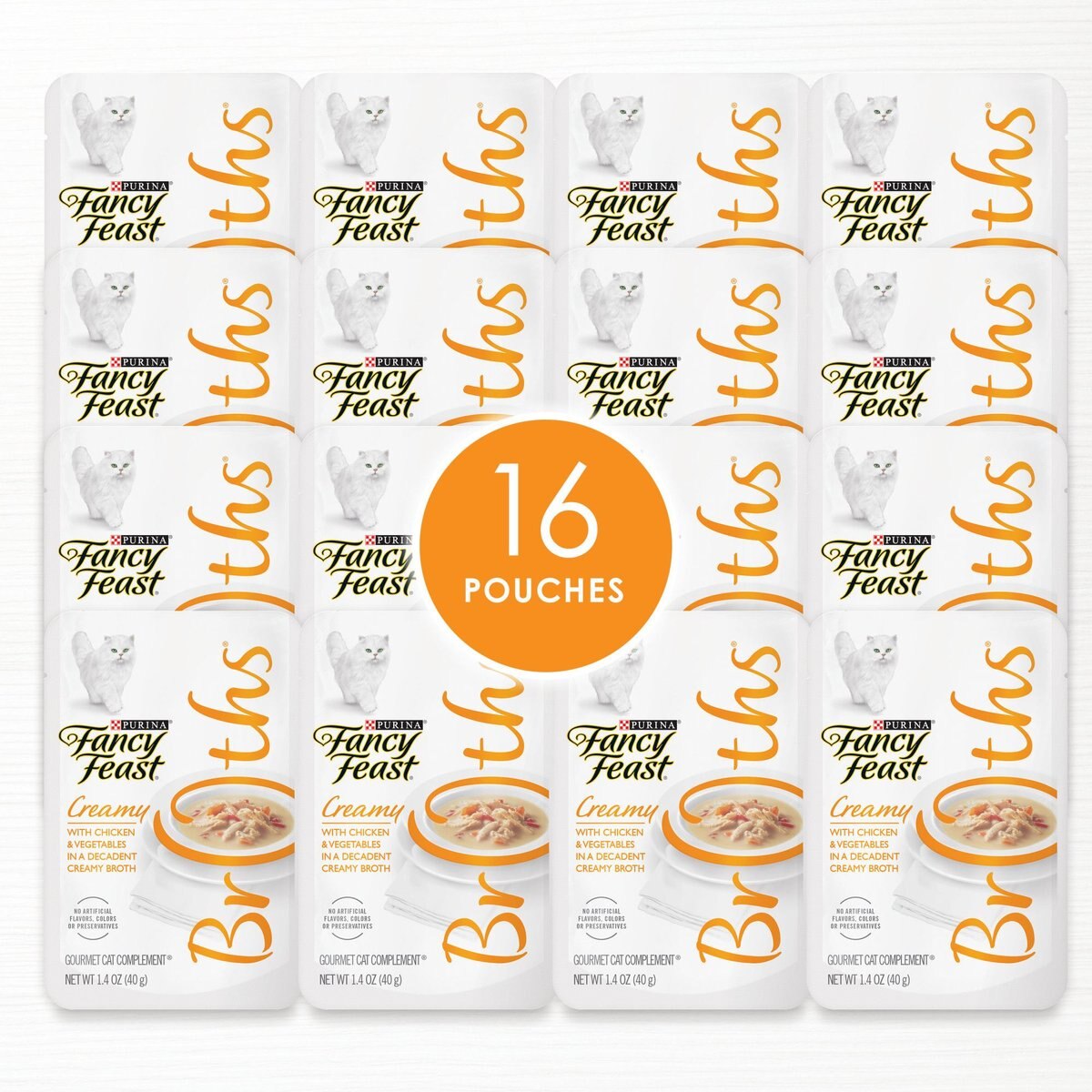 Fancy Feast Creamy Broths with Chicken and Vegetables Supplemental Cat Food Pouches