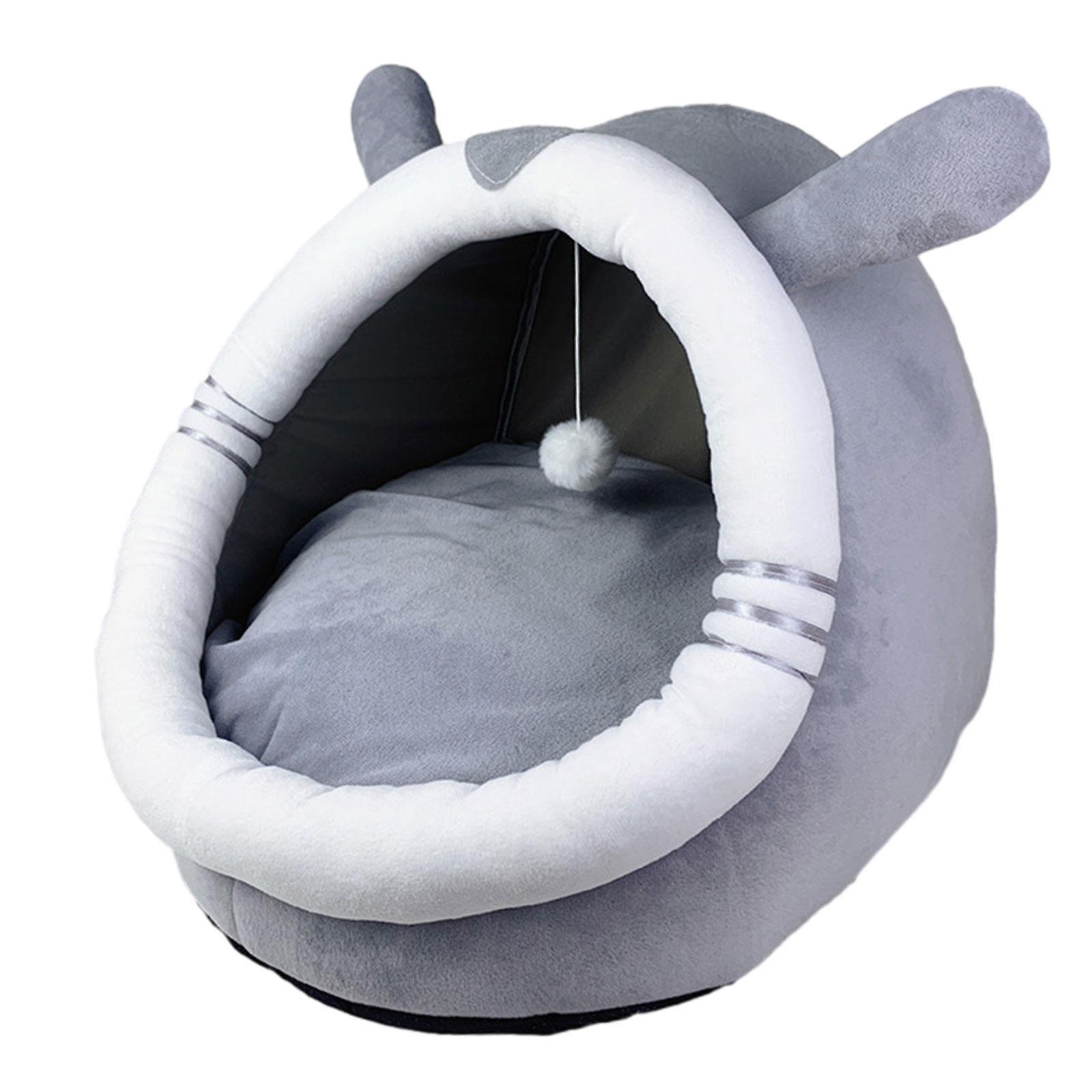 Semi Enclosed Pet Cat Nest With Play Ball Durable Sleeping Bed Pet Cat House M