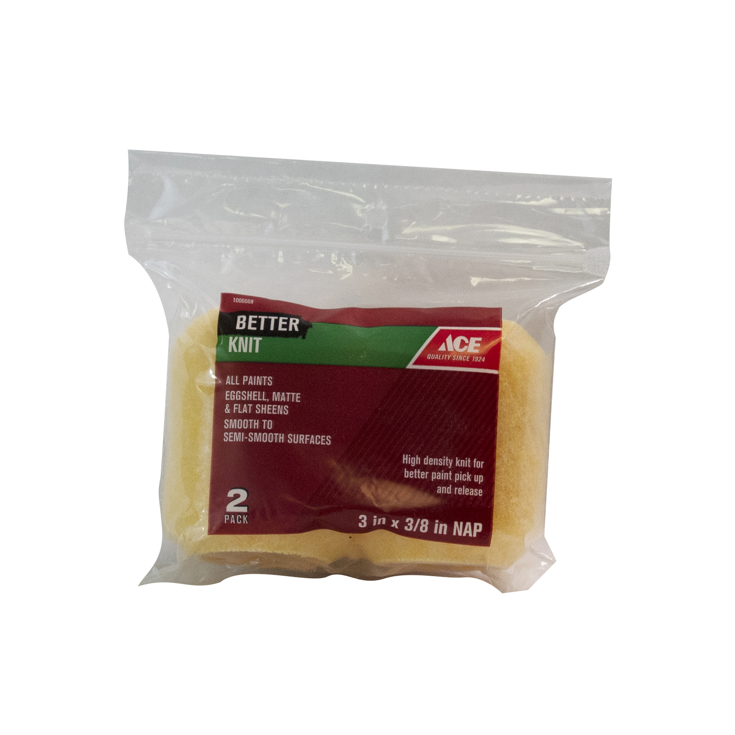 Ace Better Knit 3 in. W X 3/8 in. Paint Roller Cover 2 pk