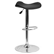 Emma and Oliver White Vinyl Adjustable Height Barstool with Wavy Seat