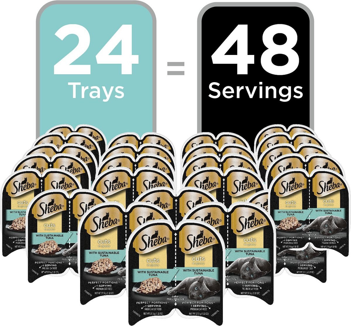 Sheba Perfect Portions Grain-Free Signature Tuna Cuts in Gravy Entree Cat Food Trays