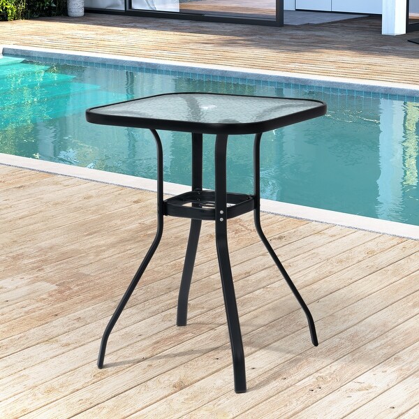 VredHom Outdoor Patio Dining Bistro Table with Umbrella Hole