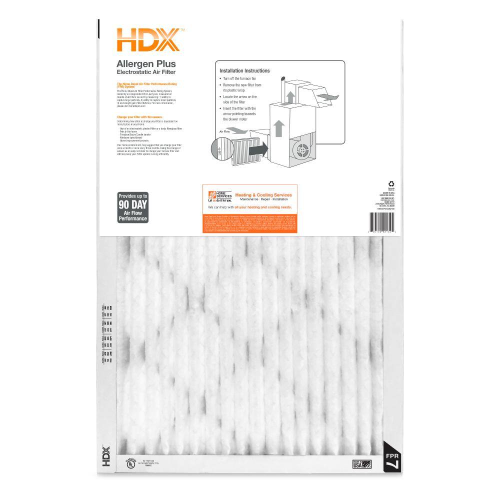 HDX 18 in. x 25 in. x 1 in. Allergen Plus Pleated Air Filter FPR 7 HDX1P7-011825