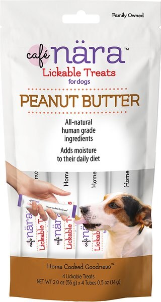 Cafe Nara Peanut Butter Flavored Lickable Dog Treats， 2-oz bag， 4 count