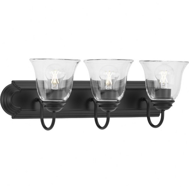 Progress Lighting Calhoun Collection 3 light Vanity Light Matte Black Clear Glass Material Steel