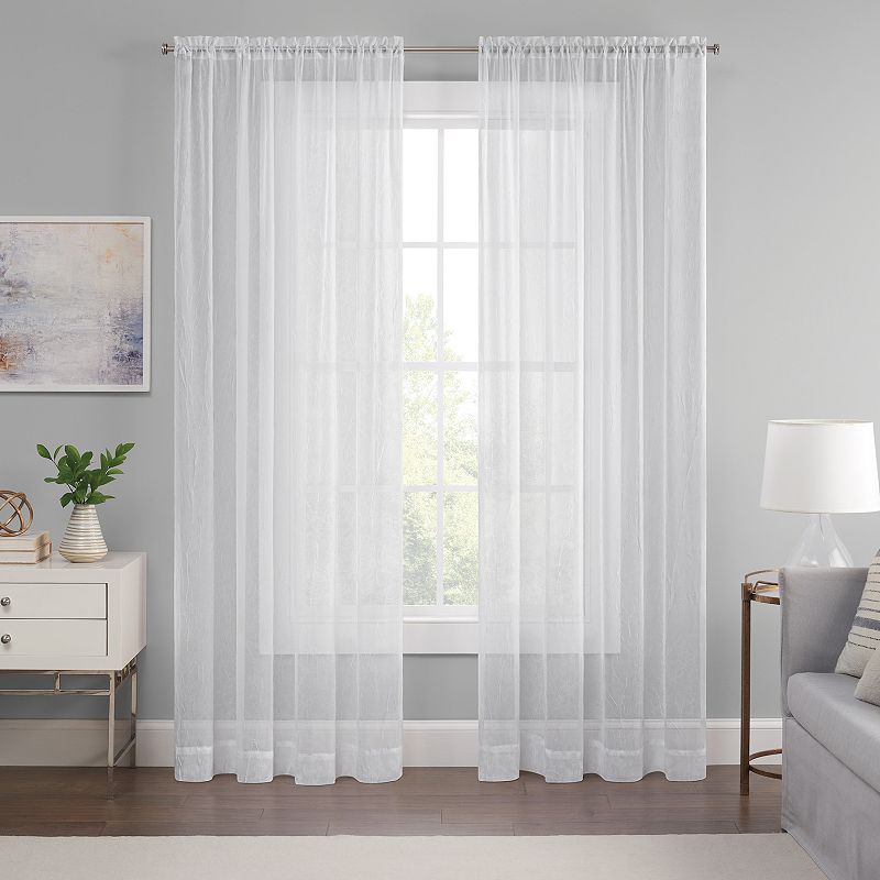 eclipse Emina Crushed Sheer Voile Rod Pocket Window Curtain Panel