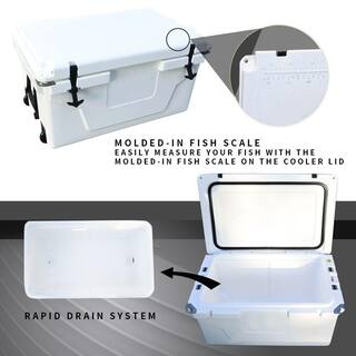 Afoxsos 18 .5 in. W x 29.5 in. L x 15.5 in. H White Portable Ice Box Cooler 65QT Outdoor Camping Beer Box Fishing Cooler HDSA05OT030