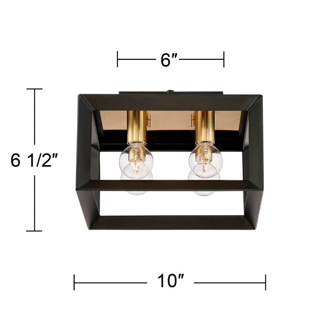 Wide Black Warm Gold 4 light Square Frame For Bedroom Kitchen