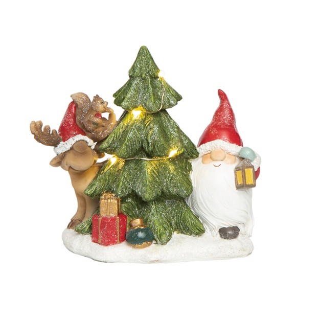 Transpac Resin 6 5 In Multicolored Christmas Light Up Droopy Hat Figurine