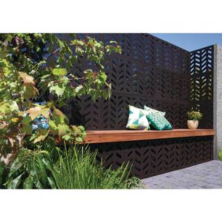 OUTDECO 516 in. x 24 in. x 48 in. Herringbone Modular Hardwood Composite Decorative Fence Panel USADSHE1