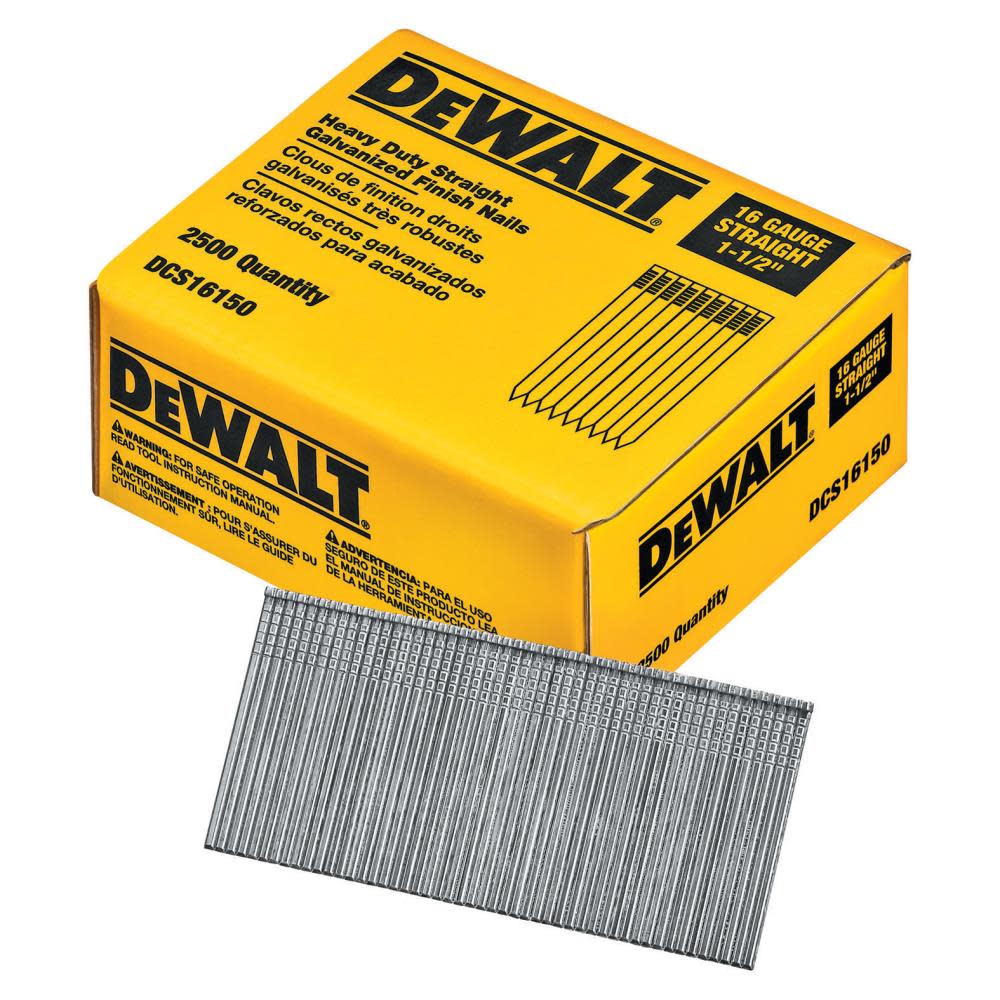 DEWALT 1-1/2 Straight 16 Gauge Finishing Nails 2.5 m DCS16150 from DEWALT