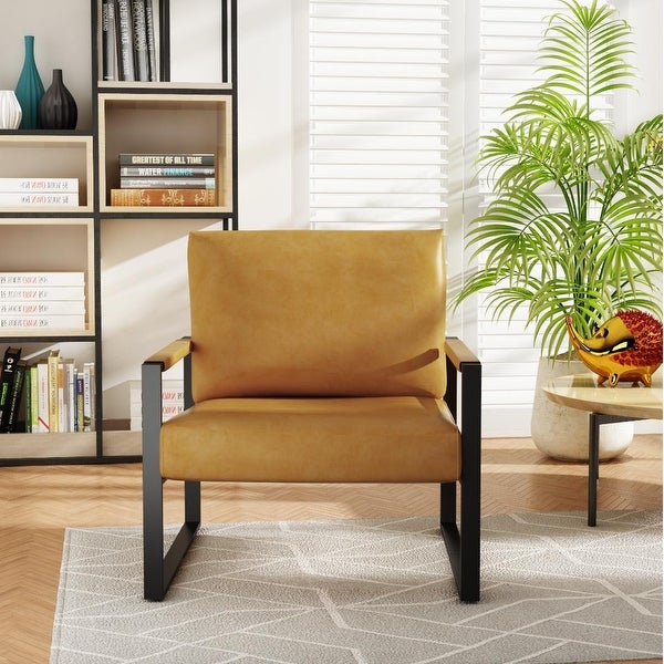 Mid-Century Accent Chair with Metal Frame， Modern Armchair Single Sofa Chair for Living Room Bedroom Office