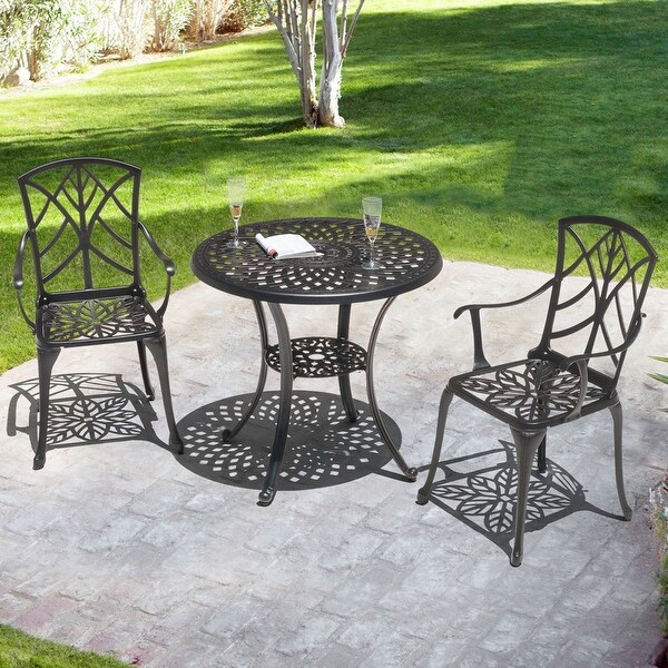 Outdoor 31'' Round Cast Aluminum Bistro Table with 2.28'' Umbrella Hole