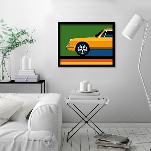 Americanflat Mid Century Modern Wall Art Room Decor Orange Retro Sports Car Front By Bo Lundberg