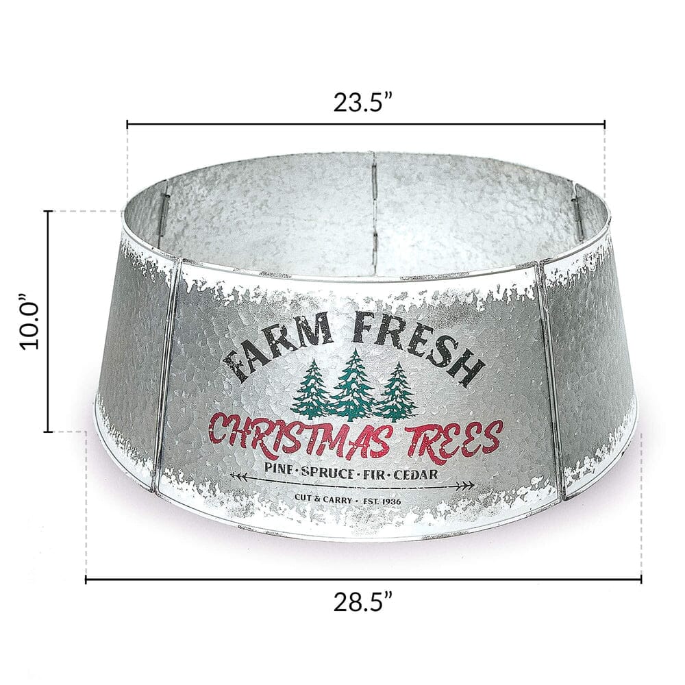 Galvanized Tree Collar - Large To Small Christmas Tree. Adjustable Metal Skirt