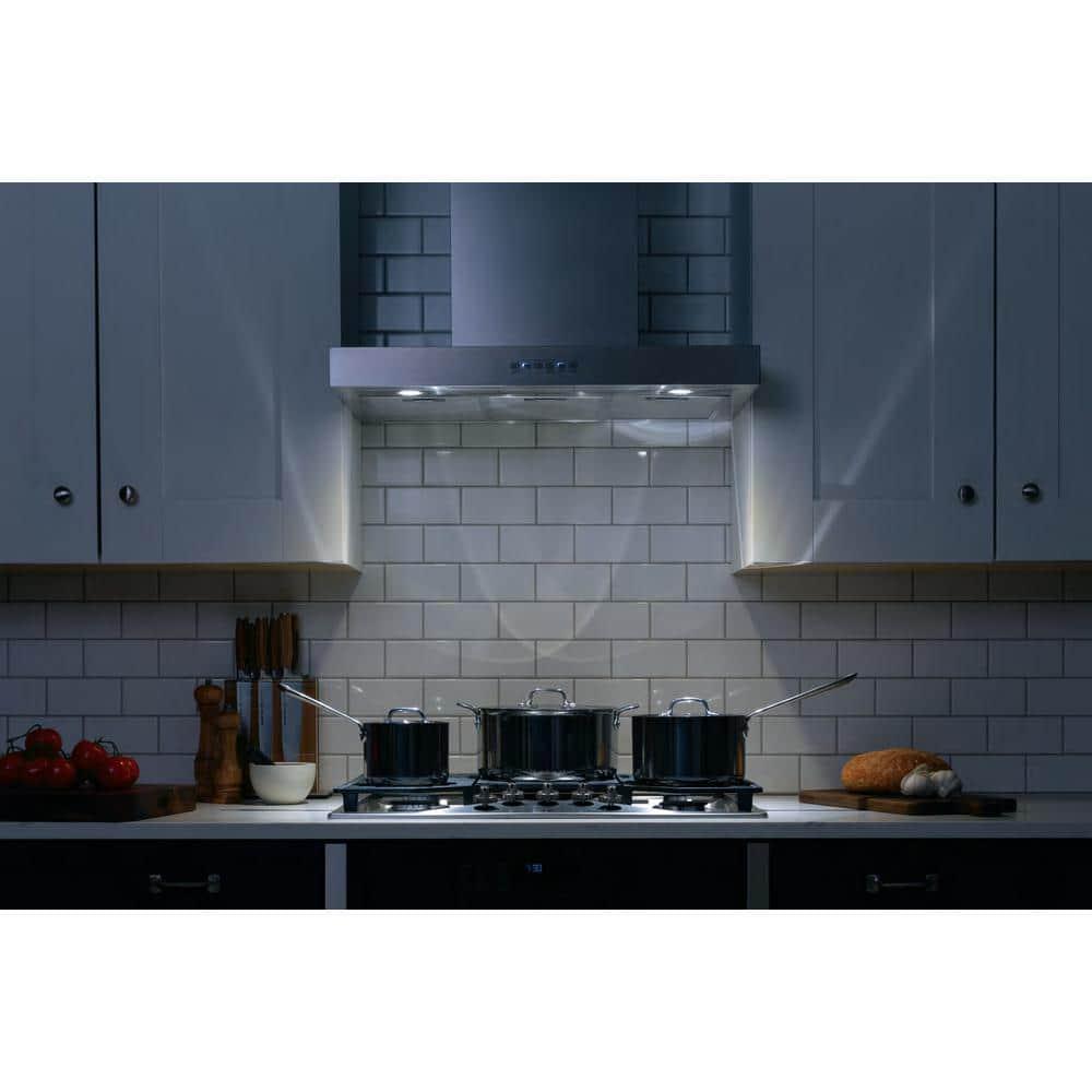 GE 30 in Wall Mount Range Hood with LED Light in Stainless Steel