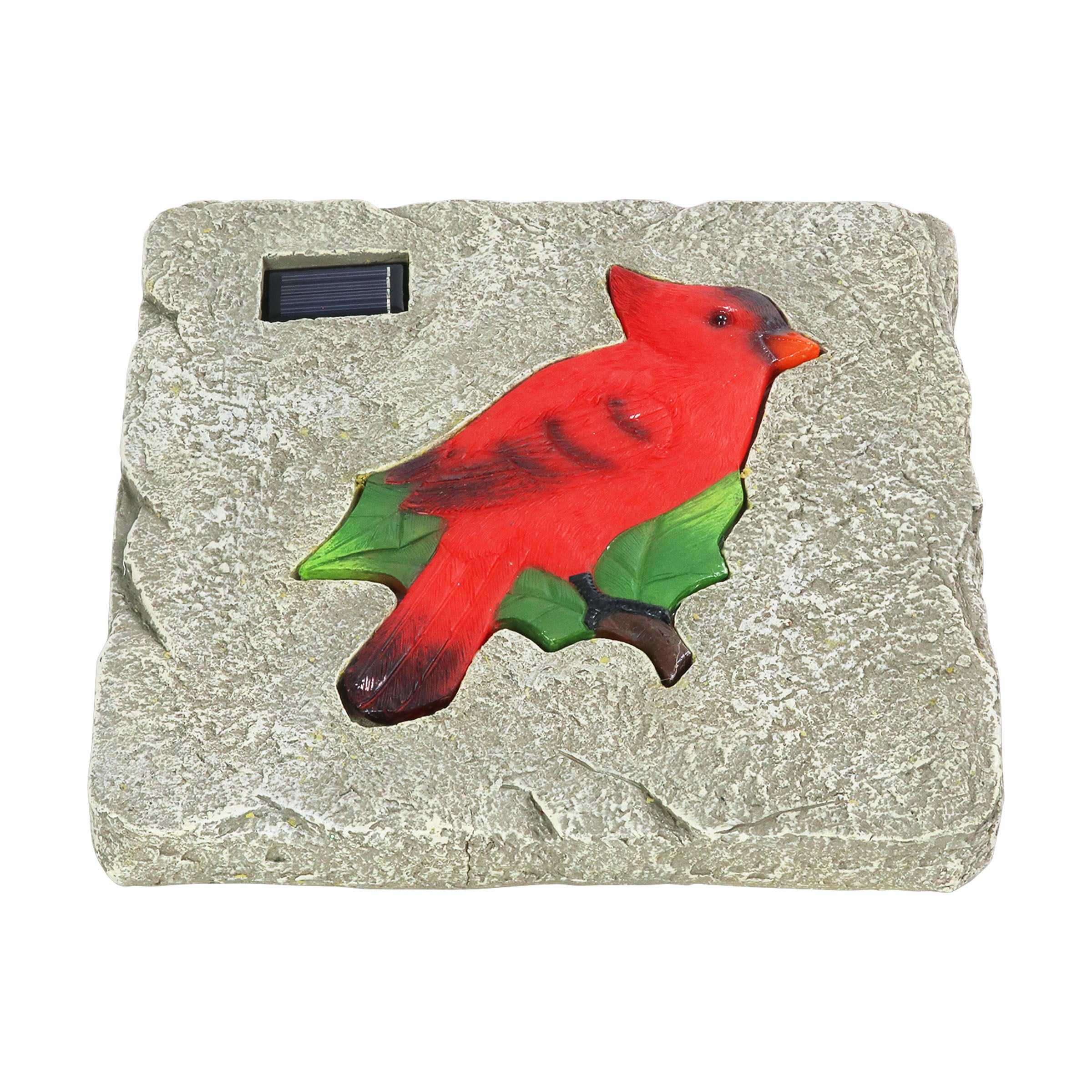 Exhart Solar Cardinal Stepping Stone, 10 inch, Resin, Red (Yard Garden Lawn Art, Indoor Outdoor Home Decoration), Resin