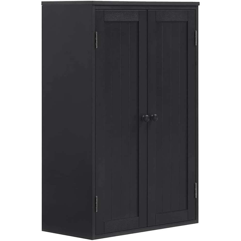 Storage Cabinet Freestanding Wooden Floor Cabinet with Adjustable Shelf and Double Door