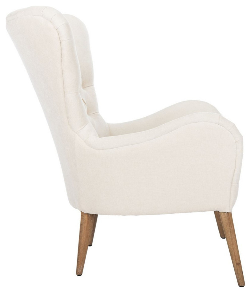 Laverne Contemporary Wingback Chair Off White   Midcentury   Armchairs And Accent Chairs   by Virgil Stanis Design  Houzz