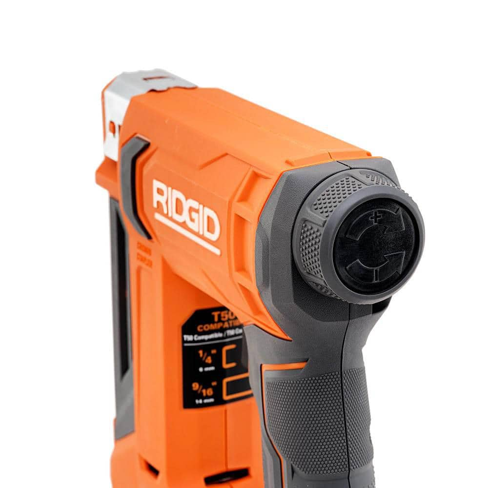 RIDGID 18V Cordless 3/8 in. Crown Stapler Kit with 2.0 Ah Battery and Charger R09897KN