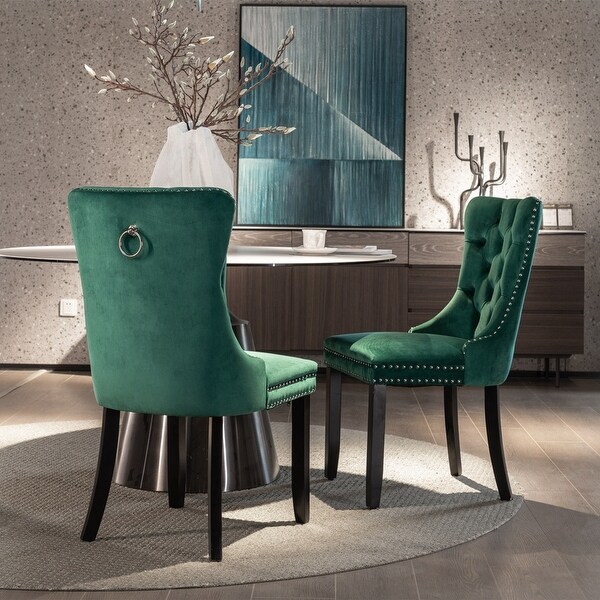 2Pcs High-end Tufted Velvet Dining Chair