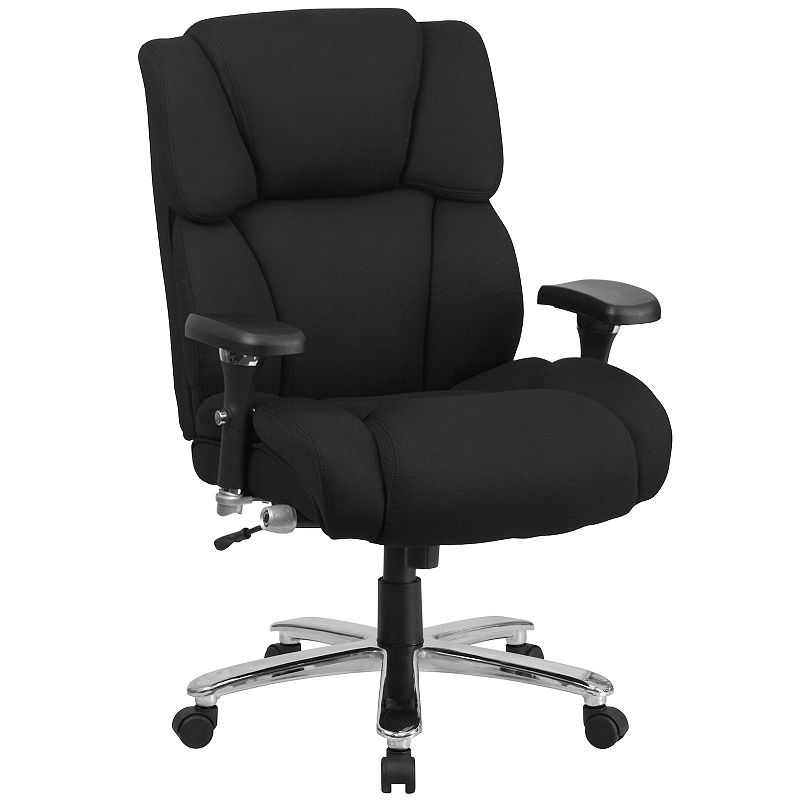 Emma and Oliver 24/7 400 lb. High Back Black Tufted Fabric Ergonomic Office Chair， Lumbar Knob