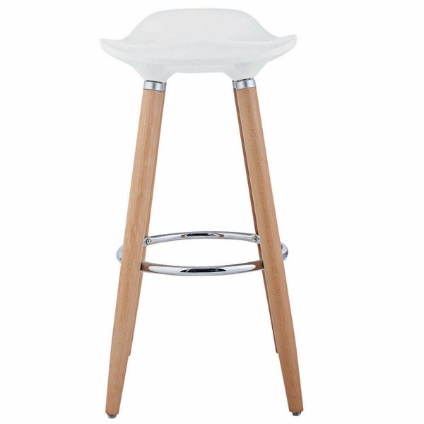 Set of 2 ABS Bar Stool with Wooden Legs - 15.5