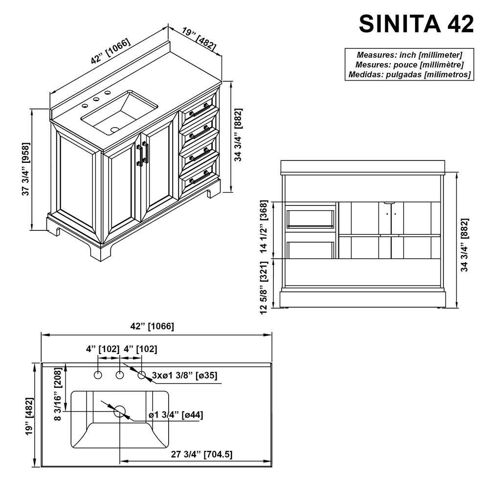 Glacier Bay Sinita 42 in. W x 19 in. D 34.50 in. H Bath Vanity in Natural Oak with White Cultured Marble Top Sinita 42NO