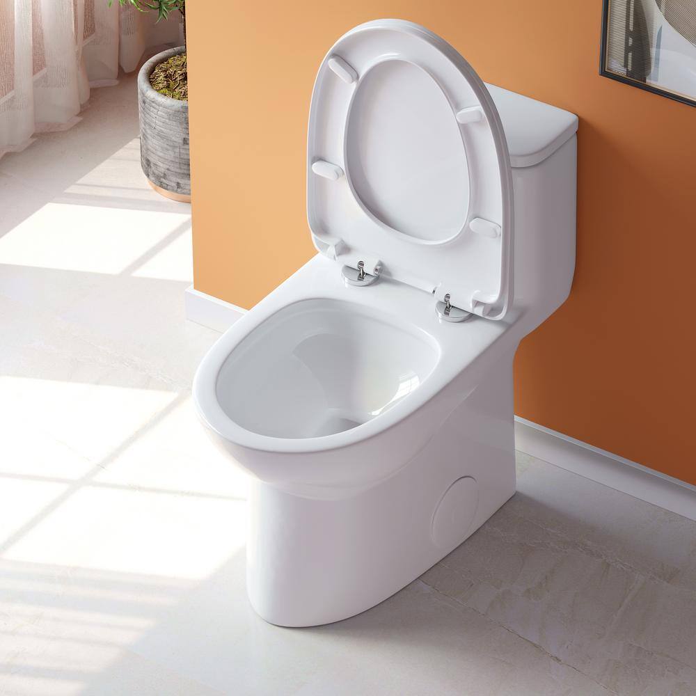 Hanikes One-Piece 1.11.6 GPF Dual Flush Elongated Toilet in White Seat Included WaterSense Toilet AR134E