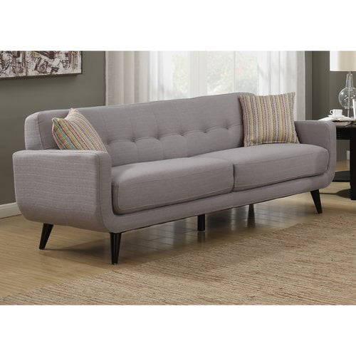 AC Pacific Upholstered Mid-Century Crystal Sofa, Gray