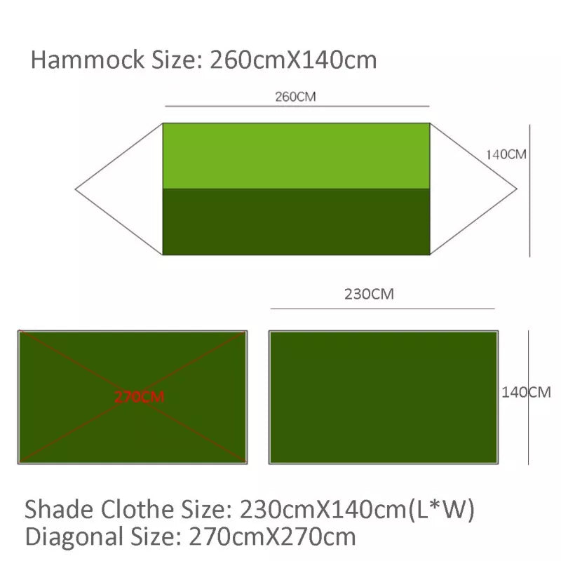 Camping Hammock and Tent Awning Rain Fly Tarp Waterproof Mosquito Net Hammock Canopy 210T Nylon Hammocks