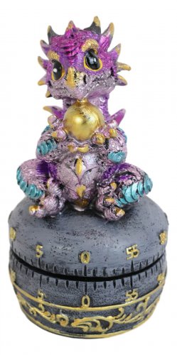 1 Purple Baby Wyrmling Dragon Holding Egg Decorative Kitchen Timer Figurine 60 Min EBR02