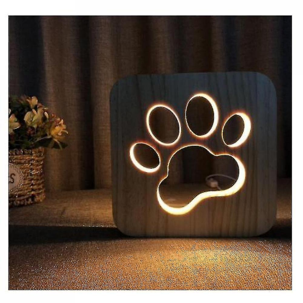 Cat Claw Cup Solid Wood Carved Hollow Creative Table Lamp New Night Light