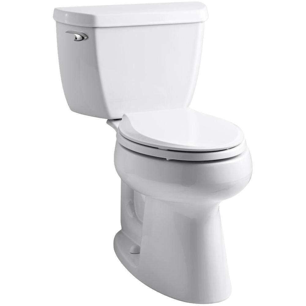 KOHLER Highline 2-Piece 1.28 GPF Single Flush Elongated Toilet in White Seat Not Included K-3658-0