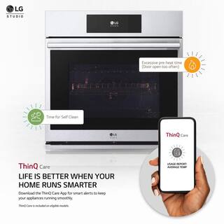 LG STUDIO 29.75 in. 4.7 cu. ft. Single Electric Wall Oven Instaview Steam Sous Vide and Air Fry in Printproof Stainless Steel WSES4728F