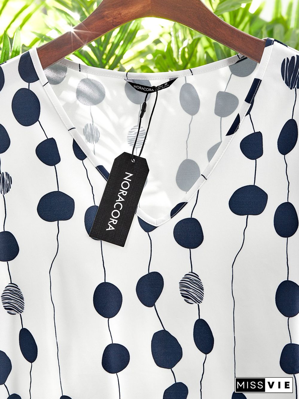 Casual Polka Dots V Neck Loosen T-Shirt