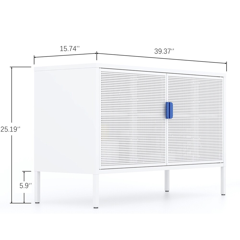 Modern Minimalist Metal Storage Cabinet with Adjustable Shelves and Independent Ventilation