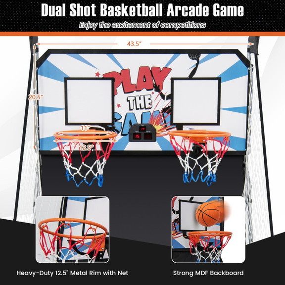 Costway 75319482 Foldable Dual Shot Basketball Arc...