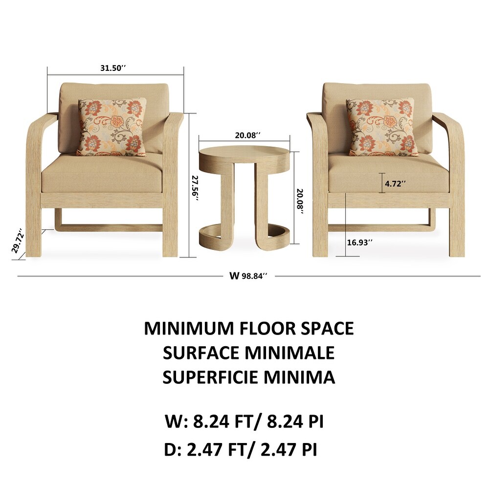 Corvus Annette 3 piece Sunbrella Outdoor Patio Furniture Set