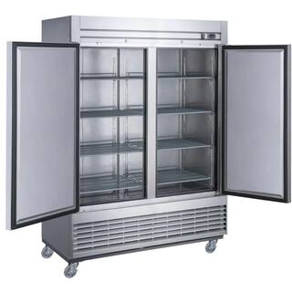 Cooler Depot 55in 47cu.ft. Commercial Auto-Defrost Upright 2 Door Refrigerator in Stainless Steel DXXD55R