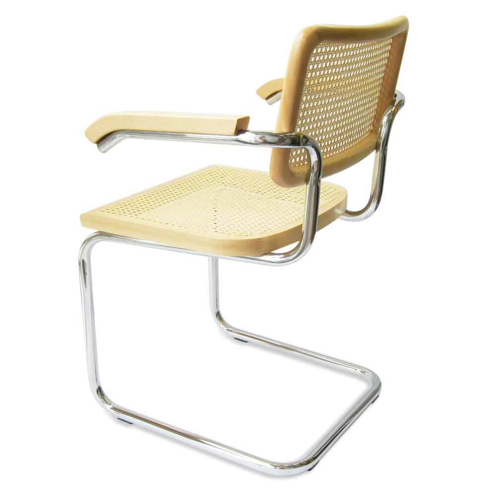 Breuer Chair Company Cesca Cane Arm Chair in Chrome and Natural