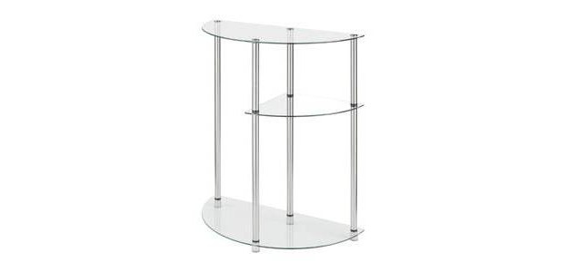 Classic Glass 3 Tier Display Entryway Table Clear Glass Breighton Home