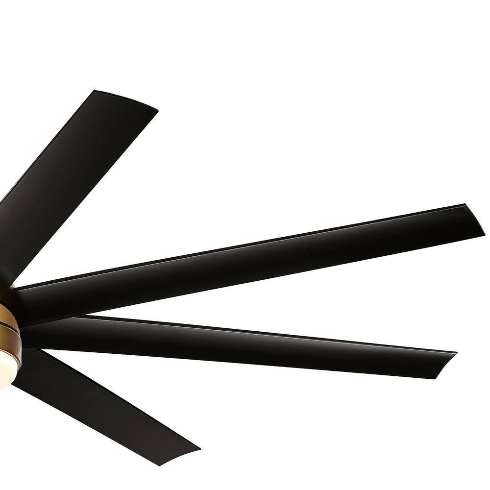 Breezary Archer 65 in. Integrated LED Indoor Black-Blades Gold Ceiling Fan with Light and Remote Control Included 23012-BLK