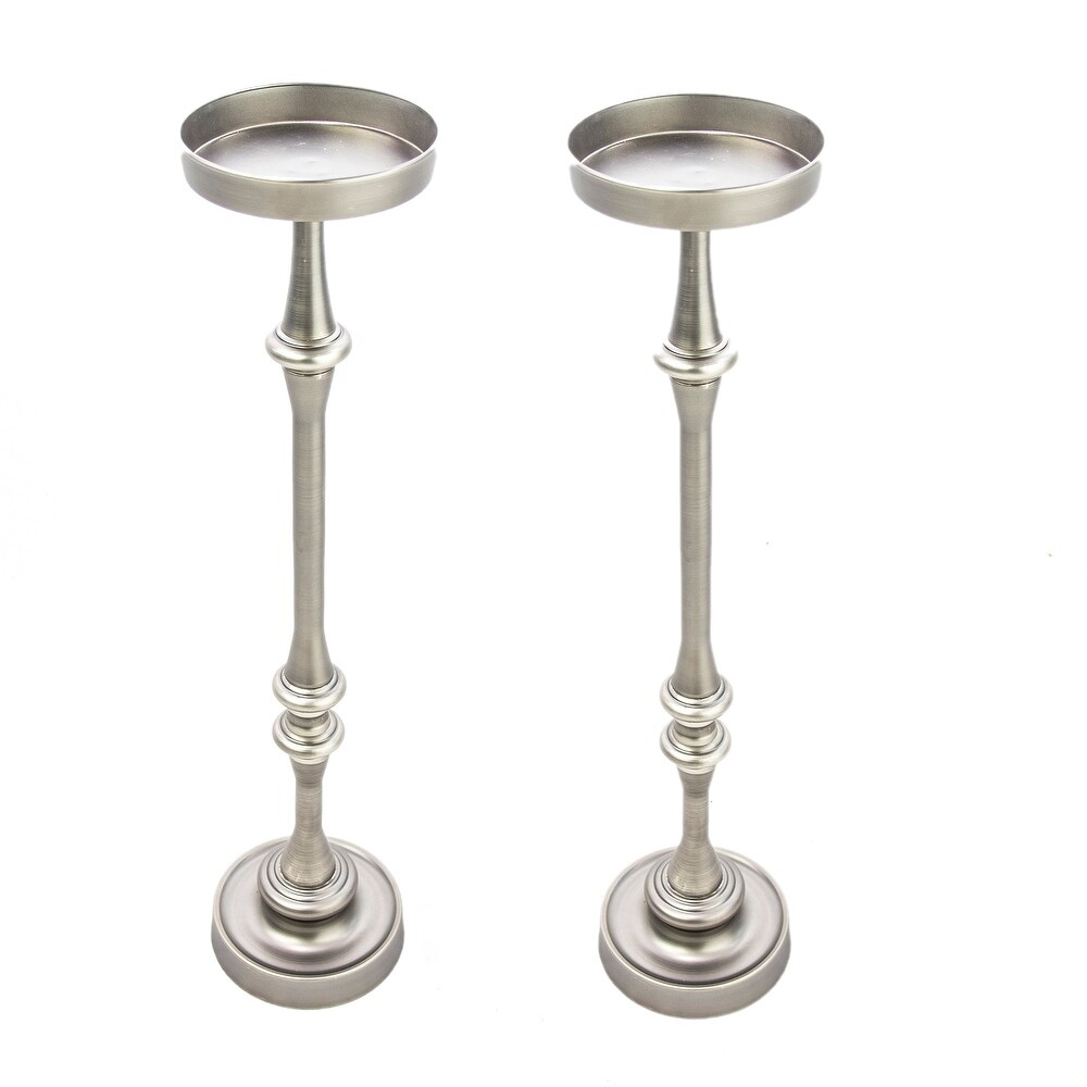 New Ridge Home Goods Glam 6in. Round Side Accent Martini Tables  Set of 2  Antique Silver