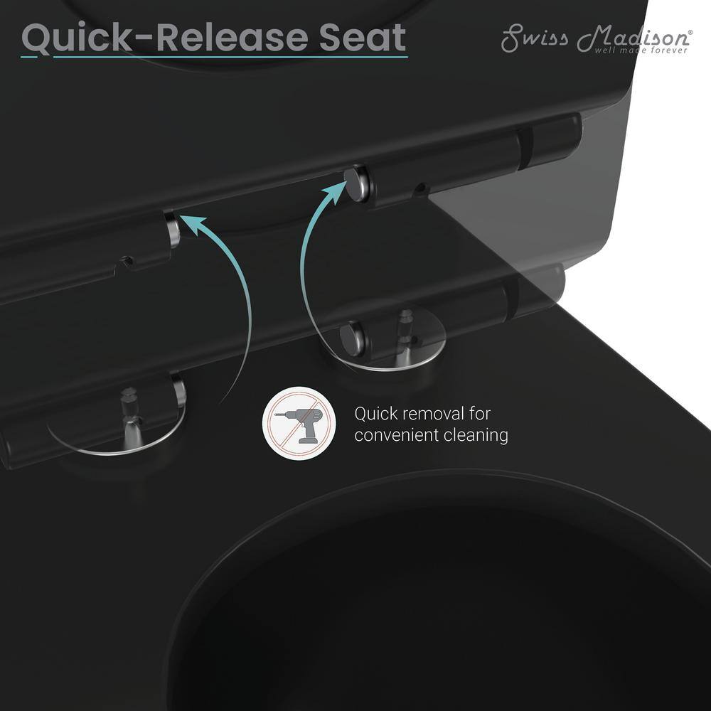 Swiss Madison Concorde 1-piece 1.28 GPF Single Flush Square Toilet in Matte Black Seat Included SM-1T107MB