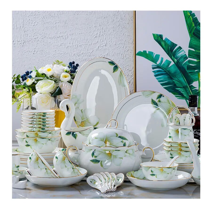 58pcs deluxe ceramic tableware set